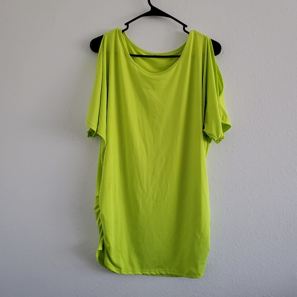 Lime Green Cold Shoulder Blouse